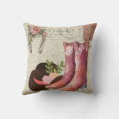 エフエメラフランスのはがきカウボーイブーツハットフローラ クッション (裏面)