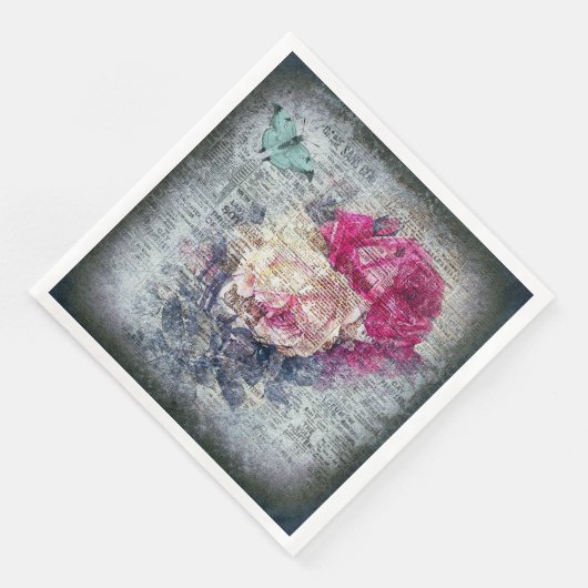 エフエメラフローラバタフライニュースプリントのデクページ (コーナー)