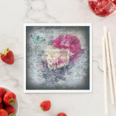 エフエメラフローラバタフライニュースプリントのデクページ スタンダードランチョンナプキン (インサイチュ)