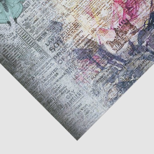 エフエメラフローラバタフライニュースプリントのデクページ 薄葉紙 (詳細)