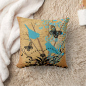 エフエメラブライトモダンツリーバードバタフライ クッション (ブランケット)