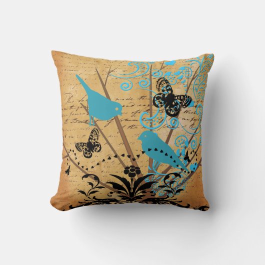 エフエメラブライトモダンツリーバードバタフライ クッション (正面)