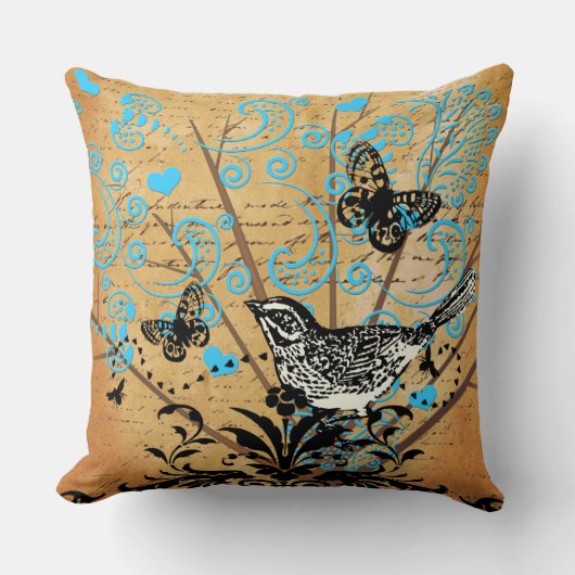 エフエメラブライトモダンツリーバードバタフライ クッション (正面)