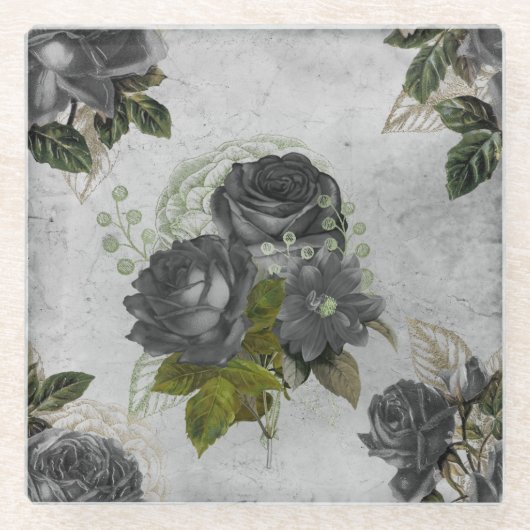 エフエメラブラック&グリーン ガラスコースター (正面)