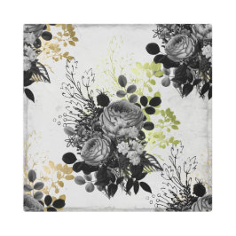 エフエメラブラック&金ゴールドフローラ メタルプリント