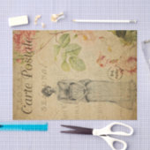 エフエメラ女フランスの性ピンクローズフローラデコページ 薄葉紙 (クラフト)