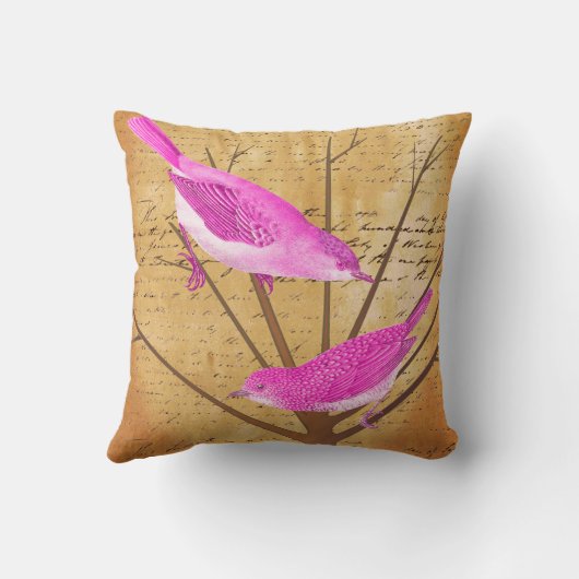 エフエメラ明モダンるい花の木のヴィンテージ鳥 クッション (裏面)