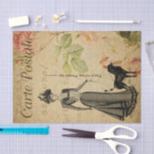 エフエラフランスのレディと彼女のプードルのデコパージュ 薄葉紙 (クラフト)