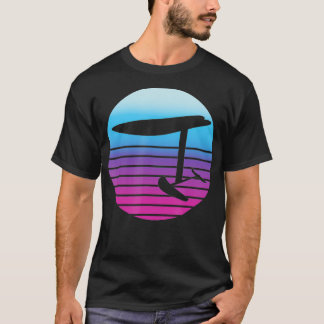 エフォイル電気水中翼レトロサンセットサーフTシャツ Tシャツ