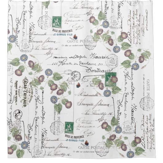 エフフランスのェメラ朝顔の花 シャワーカーテン (正面)