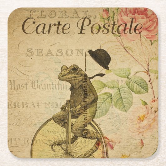 エフフランスのエメラカエル乗用自転車バラ スクエアペーパーコースター (正面)