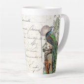 エフフランスのエメラピーコックバードフラワーズラテマグカップ カフェラテマグ (右アングル)