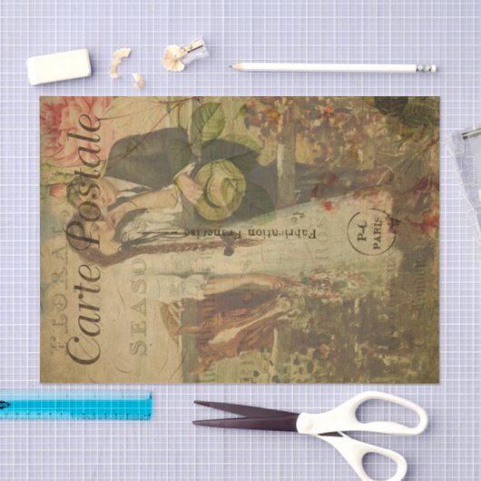 エフフランスのエメラロマンチックなカップルフローラの切り離 薄葉紙 (クラフト)