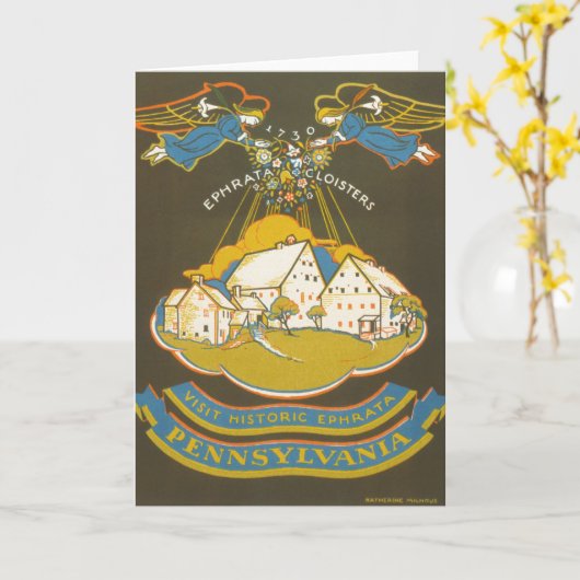 エフラタ回廊のヴィンテージ旅行ポスター カード (黄色い花)