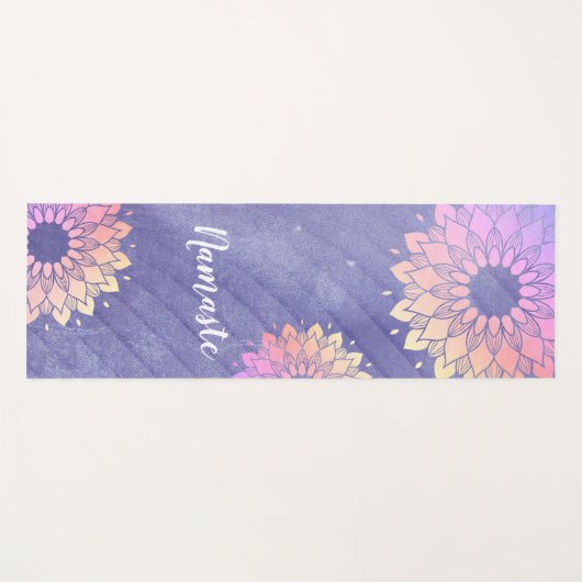 エブリペリパープルヨガインストラクターバラ金ゴールドマンダラ ヨガマット (正面(横))