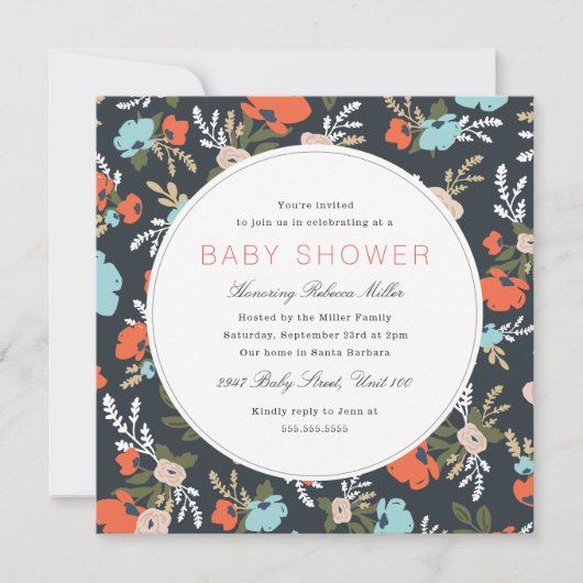 エブリンフローラベビーシャワー 招待状 (正面)