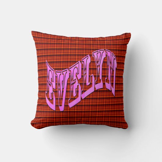 エブリン名オンレッドタータンチェックプリント クッション (正面)
