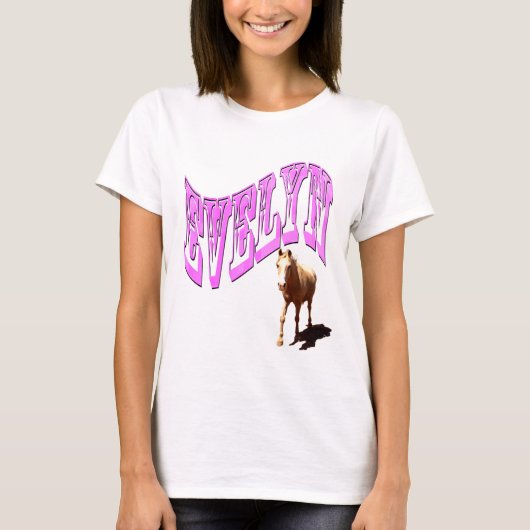 エブリン、ネーム・ロゴ、馬 Tシャツ (正面)