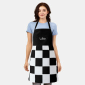 エプパーソナライズされた市松模様にロ エプロン (着用した状態)