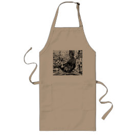 エプロンに印刷されたルースタースケッチ ロングエプロン