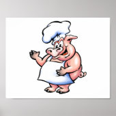 エプロンのポスターに入った豚 ポスター (正面)