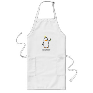 エプロンのワインを持つペンギン ロングエプロン