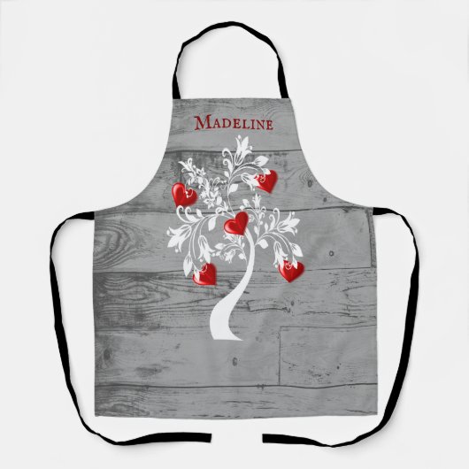 エプロンの赤い木パーソナライズされた エプロン (正面)