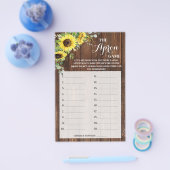 エプロンひまわりブライダルシャワーゲームカード チラシ (シングル)