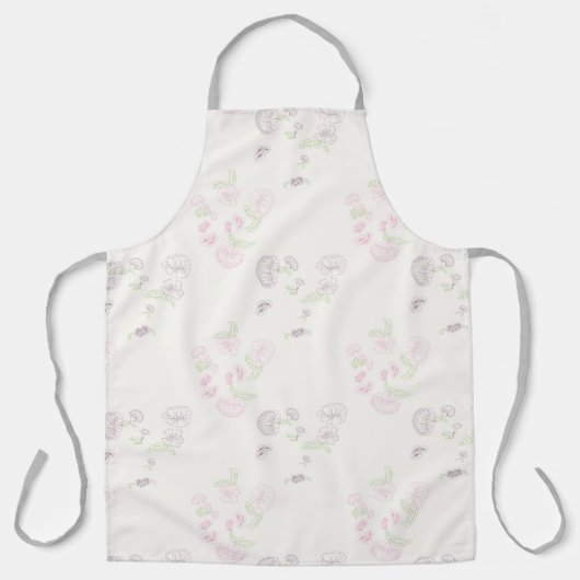 エプロンアロバープリントピンクパープルウォーターリリーフォラル エプロン (正面)