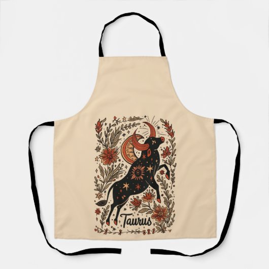 エプロンタウルスシナ〔占星術の〕十二宮図アート エプロン (正面)