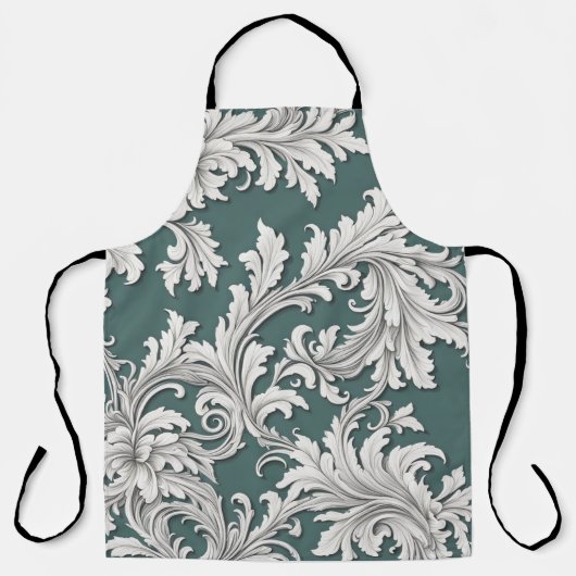 エプロンダマスク白黒スモーキーアクア エプロン (正面)