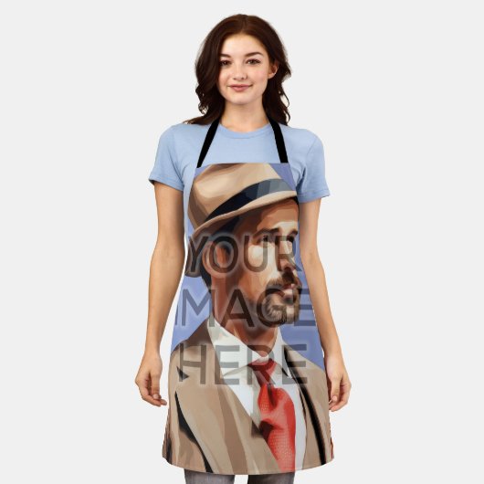 エプロンパーソナライズされたスクエアイメージ エプロン (着用した状態)