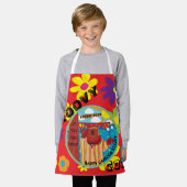 エプロンフローズンキャンプハッピーベアオールオーバープリント エプロン (着用した状態)