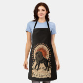 エプロンレオシアル〔占星術の〕十二宮図アート エプロン (着用した状態)