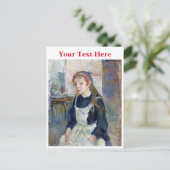 エプロン付きの若い女の子by Berthe Morisot シーズンポストカード (スタンド正面)
