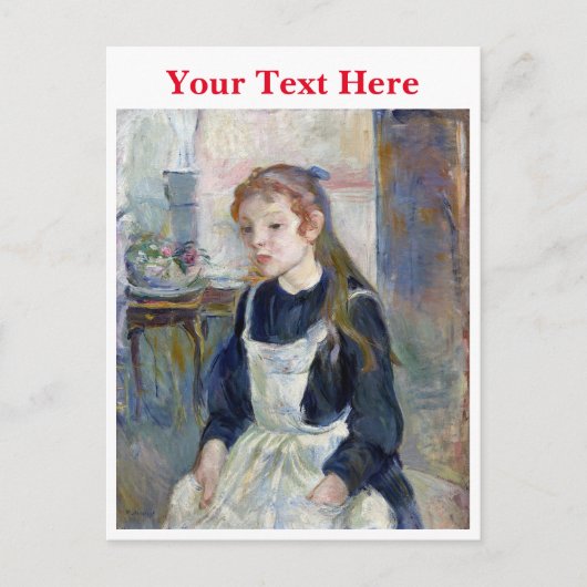 エプロン付きの若い女の子by Berthe Morisot シーズンポストカード (正面)