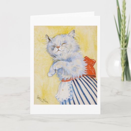 エプロン付き白猫ルイワーイン カード (正面)