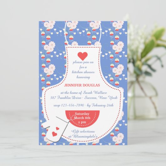 エプロン台所ブライダルシャワーの招待状 招待状 (スタンド正面)