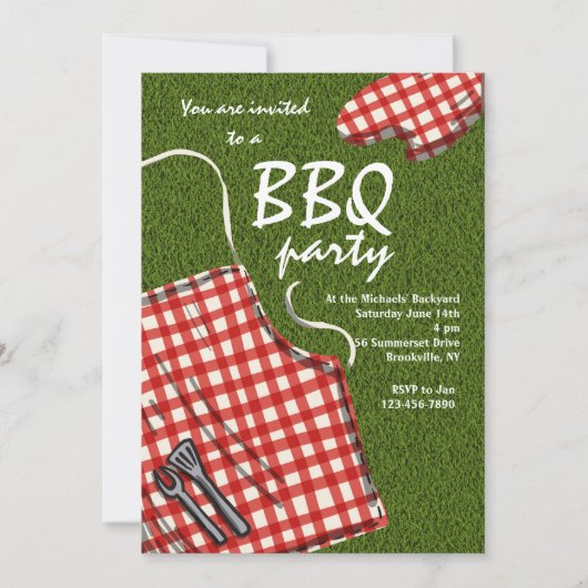エプロン準備BBQ招待状 招待状 (正面)