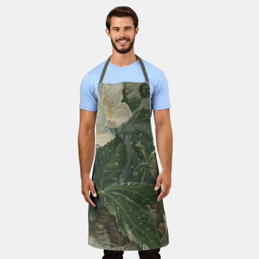 エプロン白い庭の花エプロン女性用 エプロン (着用した状態)