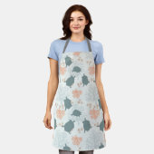 エプロン絵画越しにウミガメの海模様 エプロン (着用した状態)