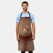 エプロン茶色の鳥デザイン エプロン (着用した状態)