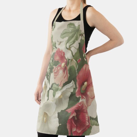 エプロン-ガーデンフラワーズエプロンフォーウメン-ホリホック エプロン (インサイチュ)