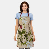 エプロン – ベージュの蘭の模様 (着用した状態)