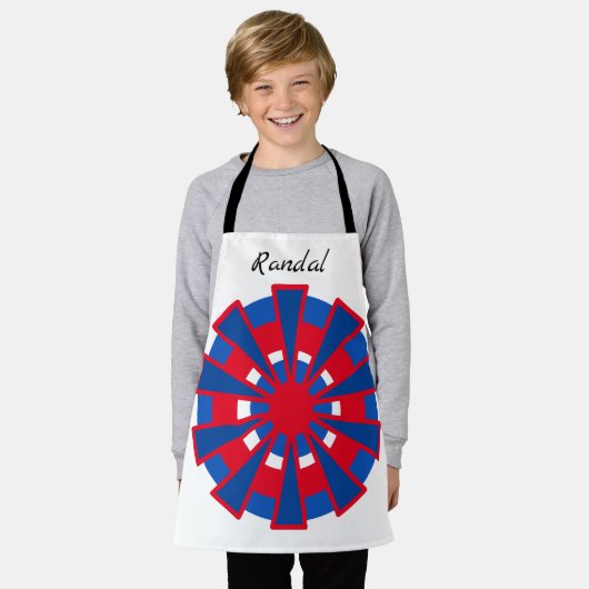 エプロン(ao) – 三角形と円(名前あり) エプロン (着用した状態)