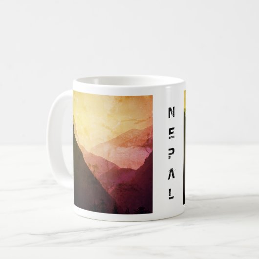 エベレストのヴィンテージのヒマラヤ山脈、ネパールのふもとの小丘 コーヒーマグカップ (正面左)