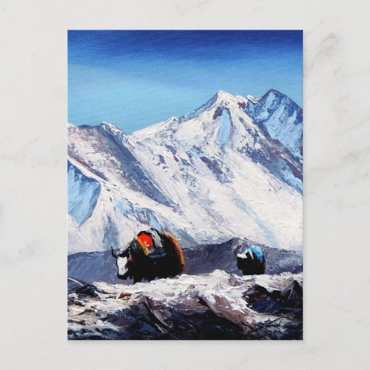 エベレスト山のベースキャンプ区域の全景 ポストカード (正面)