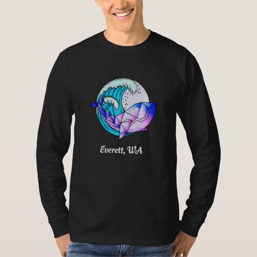エベレット日本のワ絵を描幾何Orca Killer Wh Tシャツ (正面)