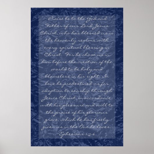 エペソ人の家族についての聖書の聖句1:3-6 ポスター (正面)