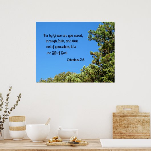 エペソ人への手紙第2章8節の恵みによって救は... ポスター (キッチン)